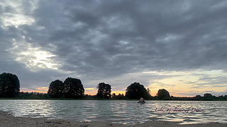 Showing My Body and Having Fun Saying Things in the Evening in an Empty Lake