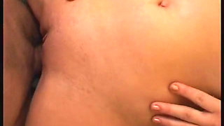 Busty babe gets banged and jizzed by a few horny guys