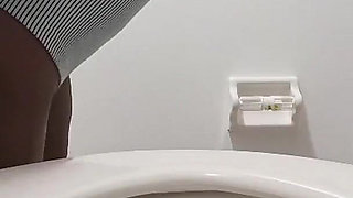 Desperate for a Pee Holding as Long as I Can Pissing in the Toilet