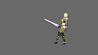 A warrior girl walking with a sword