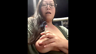 Darkside Smoking Asian Biting, Extracting Filthy Cigarette Filter + Hurtful Nipple Ember Glow