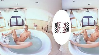 POV of a blondie mummy tugging in bath