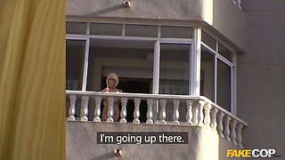 Faux cop - super-sexy blonde exhibitionist is nailed by a policeman with a Big Dick