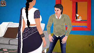 Hot Indian Bhabhi Teaches Kama Sutra to Young Tenant and Gets Her Pussy Fucked Hard - Hindi Sex