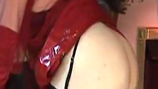 Blonde MILF in Red Latex Gets Creampied Deep