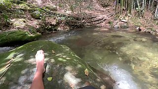 exotic teen squirts during outdoor fuck in POV