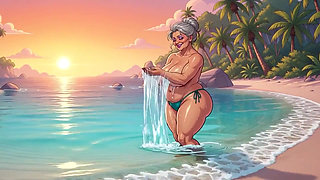 Topless Chubby Matures at Beach