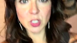 Hot brunette big boobs toying pink pussy