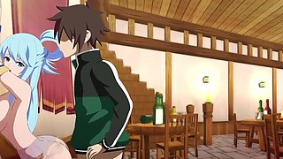 Hot teen babe getting creampied in a tavern Konosuba Aqua x Kazuma