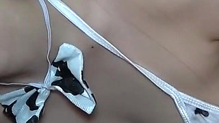 Half Style F Cup Beauty in a Cute Cow Costume. Micro Bikini Bounce, First Swallow Show!