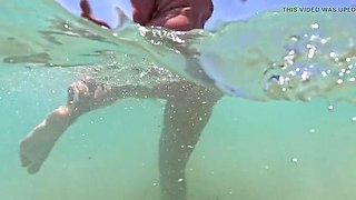 Emma Voyeur Naked Underwater Beach Tease - Big Booty MILF Flashing Tits & Pussy in Ocean