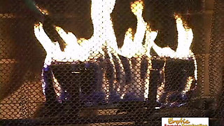 Slutty Blonde MILF Handles a Big Dick by the Fire Place