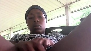 Black Babe Squirts in the Rain