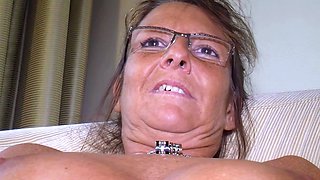 German old granny tries sex casting and masturbates