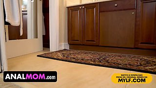 Analmom - sexy blondie cougar spurts her thong and gets her narrow butthole plowed