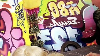 Busty Blonde Slut Swallows Cum From Massive Cock