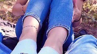 Subtitled outdoor Japan mixed bathing POV group handjob