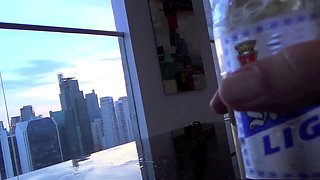 Hot Thai teen riding big white dick