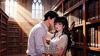 Gap Moe glasses beautiful woman , the private study session in the library.Super temptation.Episode 3. AI-generated