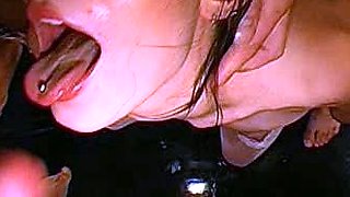 Skinny brunette MILF sucks and fucks a big cock