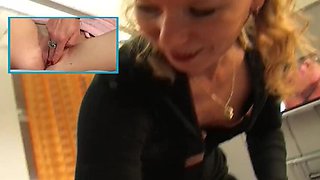 Pretty French babes get sprayed with jizz after hard foursome fuck