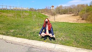 Curly Blonde Teen Records Solo Dildo Masturbation