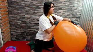 Videl From Dbz Blow and Ride a 36inch Big Balloon - Bunny Looner