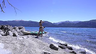 John Sky And Brunette Teen Busted Fucking Hard On Public Beach With Explosive Outdoor Cumshot Blast