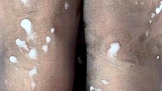 Nylons Footjob, Massive Load of Cum on Nylon Feet