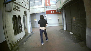 Japan Walking with Her Ass Out Outdoors