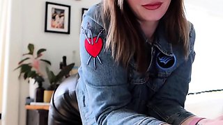 Tattooed light-haired girlfriend gives Point of view blowjob