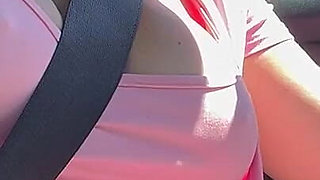 Artemisia Love Big Tits Walking Outdoor and Flashing Her Juicy Nipples in the Car
