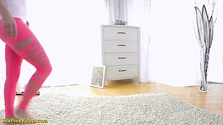 Teen masturbating in flexi positions