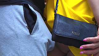 Stranger Touch her Butt without permission with his erection and CUMS Hard Inside Bus Vehicle by Girl's Hand