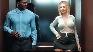 Blonde Secretary Wife Trapped in an Elevator with BBC co-wor