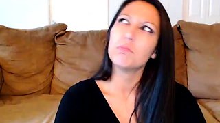 Cute amateur brunette in black lingerie