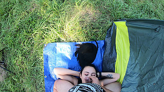 [4k Remastered] Sneaky Camping Blowjob Near the Tent - POV Bts