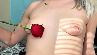 Amateur brunette Michelle with small tit