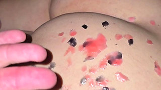 He drips wax on my ass and then cums on my pussy to cool me off!
