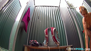 Czech Pool 24: Unshaved Redhead with a Pierced Pussy