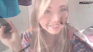 Petite French Goth Teen Tests Double Dildo in Ass and Pussy Solo