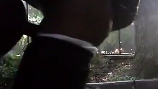 Wonderful being assfucked by black cock outdoors