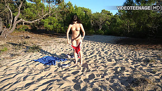 Lovely 18 Year Brunette Nude at Beach