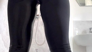 Pissy Yoga Panties Watersports in the Shower Orgasm