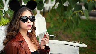 Sensual Russian Angel Smoking Cigarette in Sunlight