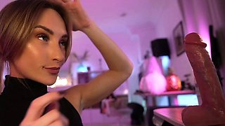 Carmella bing jerks off big cock in handjob video