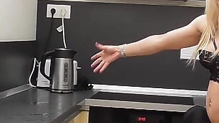 Busty Blonde MILF Pissing All Over Her Slave