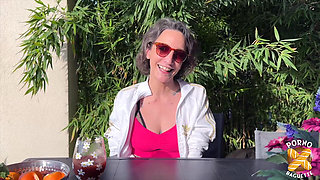 Lena, Pretty Brunette, Gets Fucked by Two Cocks