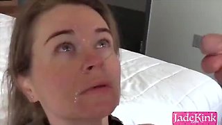 Rough Submissive Chick Takes Huge Dick Anal to Mouth and Face Cumshot