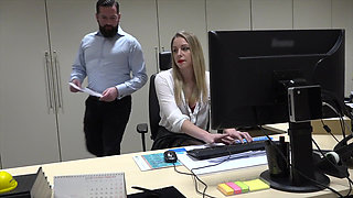 French slut gets fucked on her desk at work
